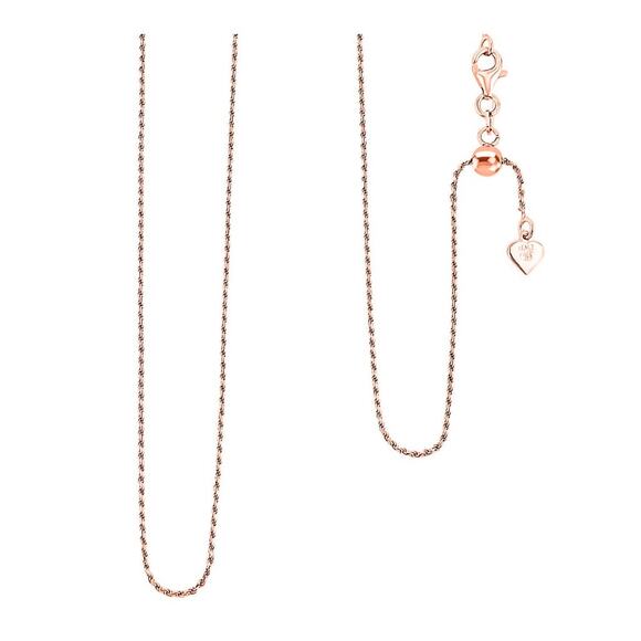 Italian 14K Rose Gold Over Sterling Rope Chain Necklace 22" 3.53 grams - Picture 2 of 5